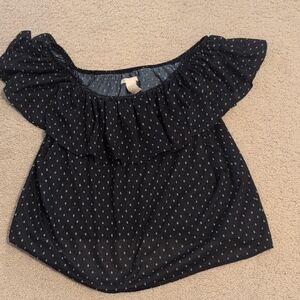 H&M Navy Blue Polka Dot Top